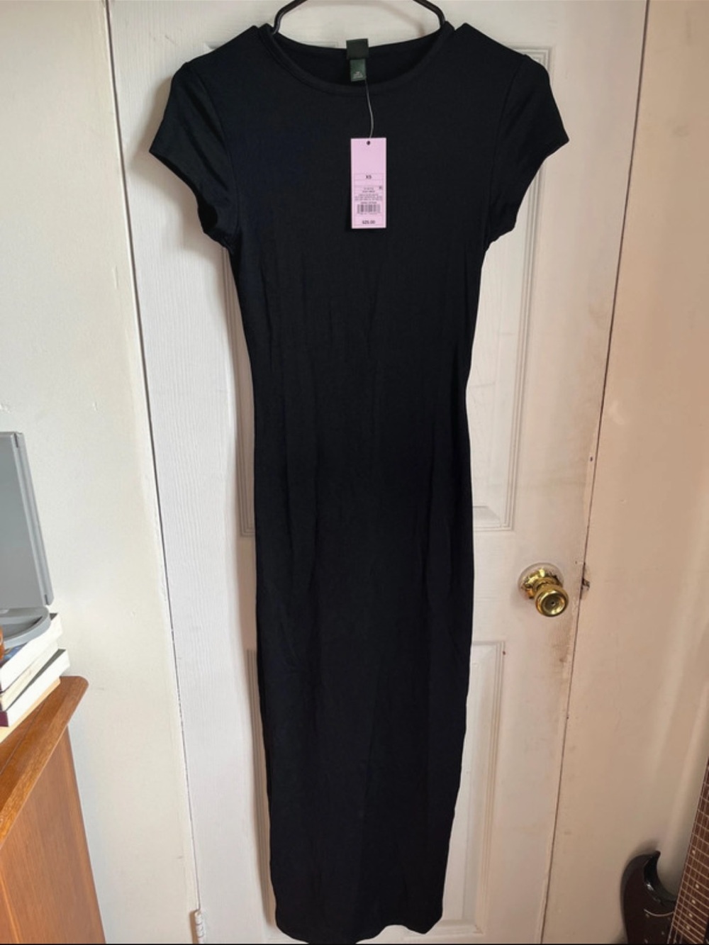 wild fable Black Short-Sleeve Maxi Dress